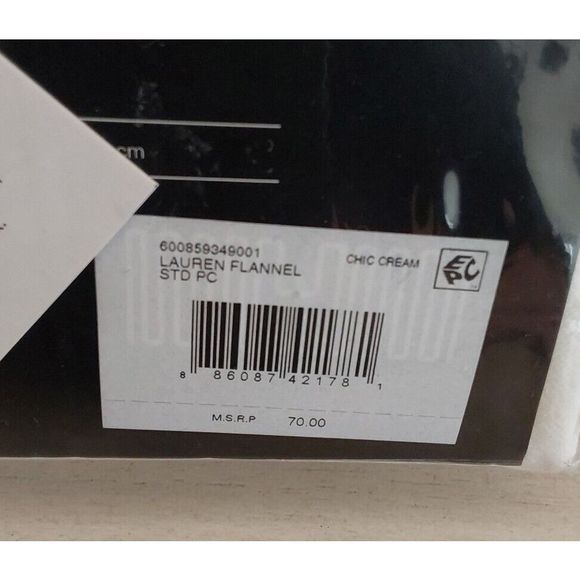 Ralph Lauren CHIC CREAM Lauren Flannel 100% Cotton Standard Pillowcases 2-Pack - Picture 9 of 10